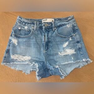 Garage Blue Distressed Jean Shorts